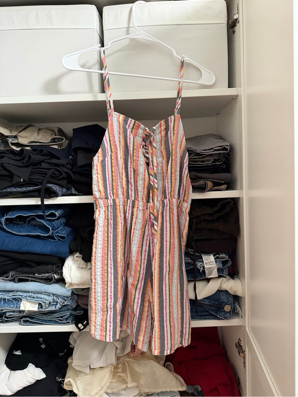 Roxy Multicolor Striped Spaghetti-Strap Romper